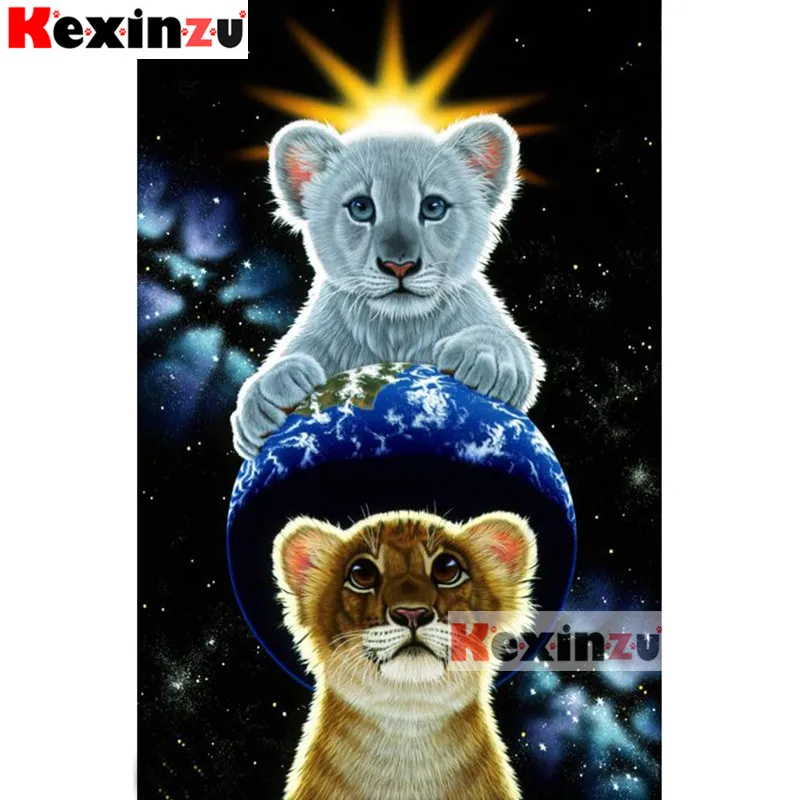 

Kexinzu Best 5d Full DIY Square Diamond Painting Cross Stitch-Lion baby-3d Round Embroidery Mosaic Resin Home Decor Gifts K5523