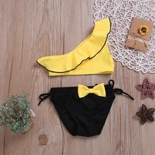 Детский купальник для девочек, купальник из полиэстера для девочек, 2 предмета, купальный костюм, бикини, пляжные летние однотонные открытые купальники, комплекты L0522