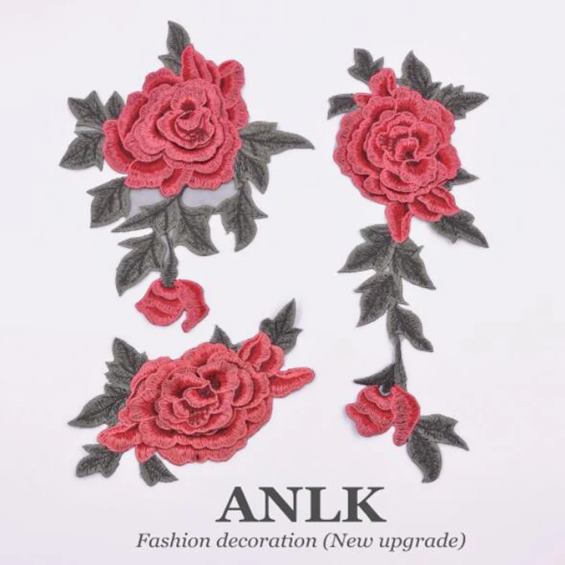 

Embroidery Red Rose Flower Sew On Patch Dress Hat Bag Jeans Applique Crafts Fabric Sticker Decoration Scrapbooking ZC38