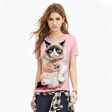 Fashion T Shirts Woman Cotton 3D Printed Cat Funny Pink Couples Leisure T-shirt WomenTshirt Short Sleeve O Neck T-shirt