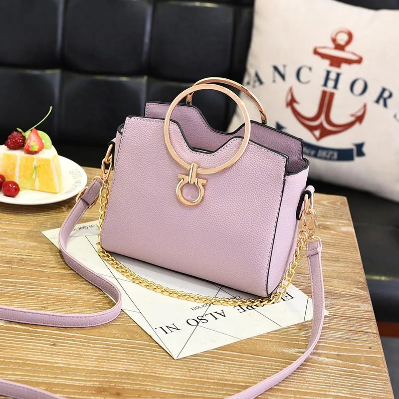 PU Leather Women Casual Handbag Female Holiday Messenger Bag Lady Exquisite Crossbody Mini Fashion Metal Ring Handle Bag SS7087 (4)