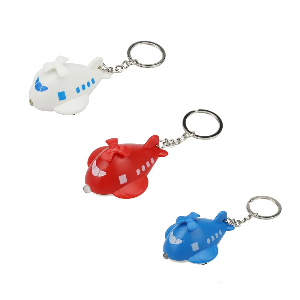 

2019 Fashion Cute Cartoon Aircraft Keychain With LED Light And Sound Kids Keyring Unisex High Quality Gift For Friend z0307dd