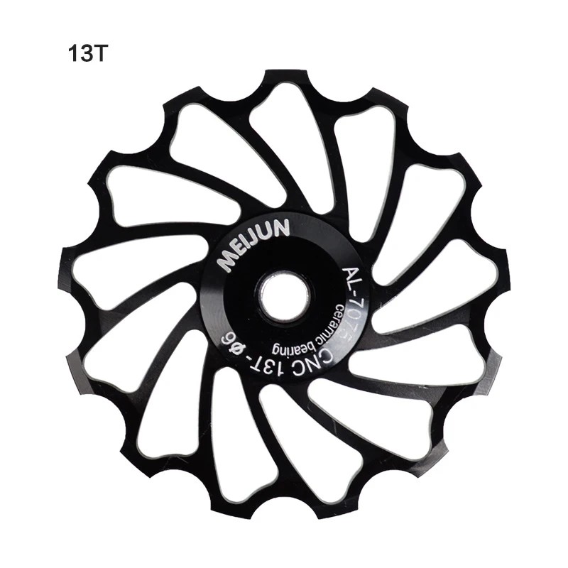1 шт. meijun 11 Т 13 т Велоспорт MTB велосипеда Керамика шкив Road Велосипедный Спорт Жокей колеса Задний переключатель 7075 сплав руководство Керамика s несущей - Цвет: 13T black