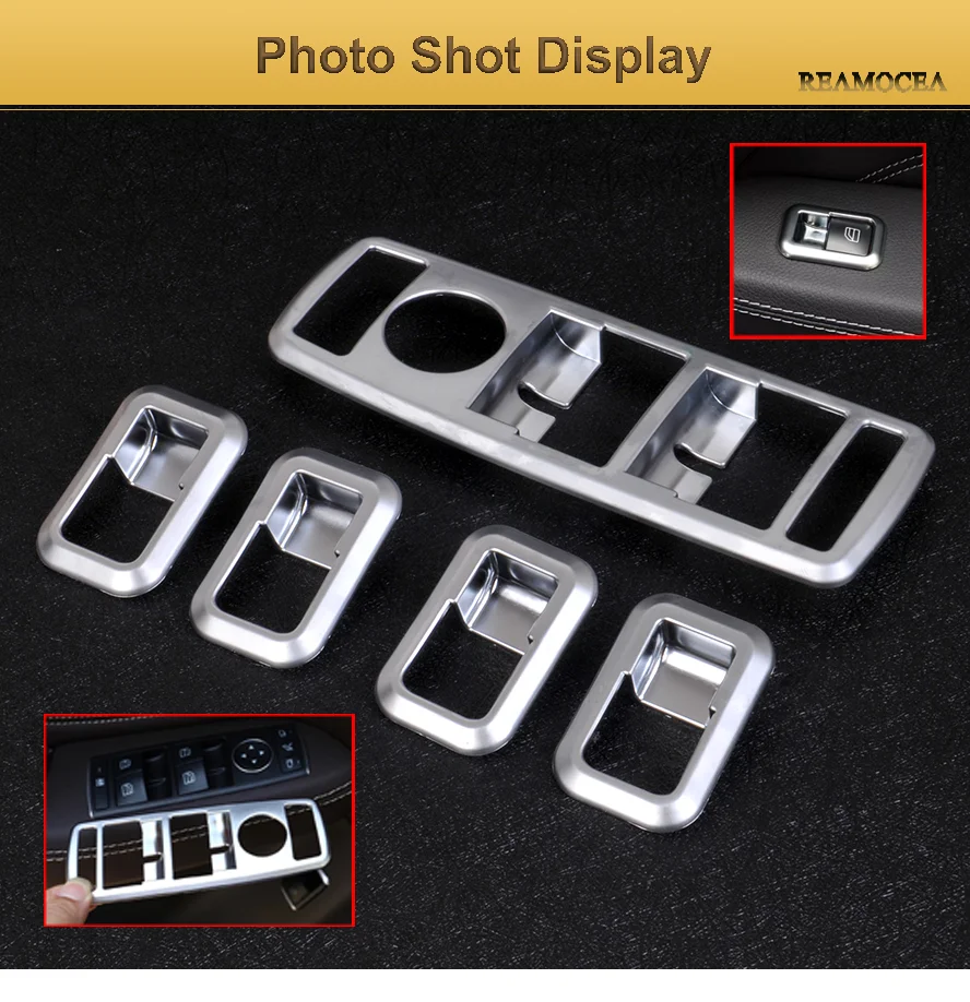 2Car inner door Window glass panel Armrest Lift Switch Button trim frame 2pcs For Benz smart fortwo 2015 2016 2017 2018