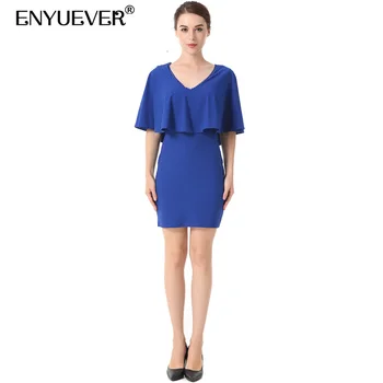 

Enyuever Blue Summer Dress Korean Style Women Clothes Cloak Cape Drape Casual Party Sheath Bodycon Pencil Mini Dress Vestidos