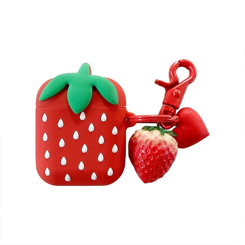 

2019 New Fashion Cute Cartoon Strawberry Soft Silicone Protective Cover Shockproof Case Skin for Airpods 1/2 Charging Box