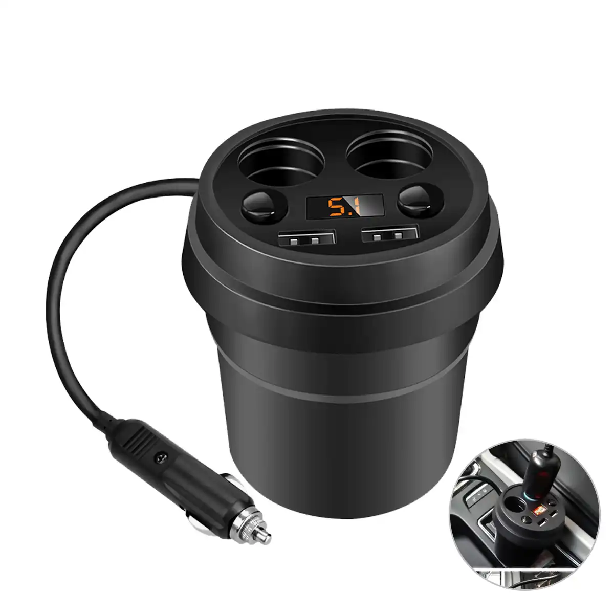 Multiple Car Charger Outlets With 2 Usb Ports 2 Cigarette Lighters