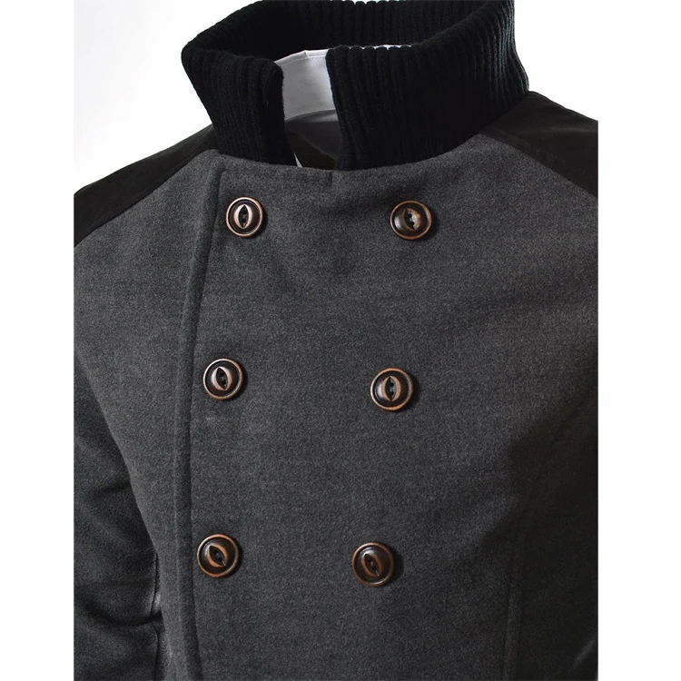 Зимний модный длинный Мужской плащ, хорошее качество, двубортный, шерсть, пальто для мужчин, чистый цвет, повседневная куртка, Размер 3XL