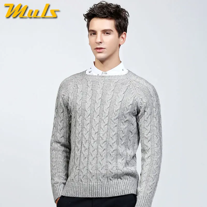 Muls wool mens pullover sweaters thick O neck pattern high