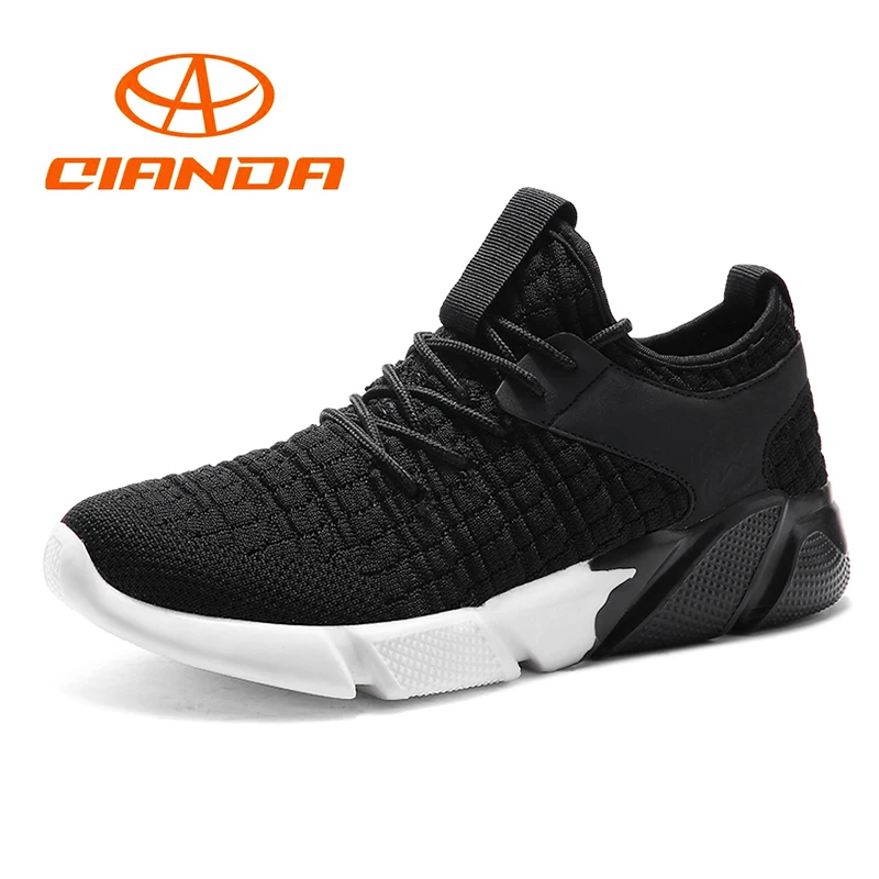 

QIANDA Cushioning Running Shoes for Men Breathable Flying Fabric Light Man Sneakers Wear Non-slip Comfortable Sport Shoes