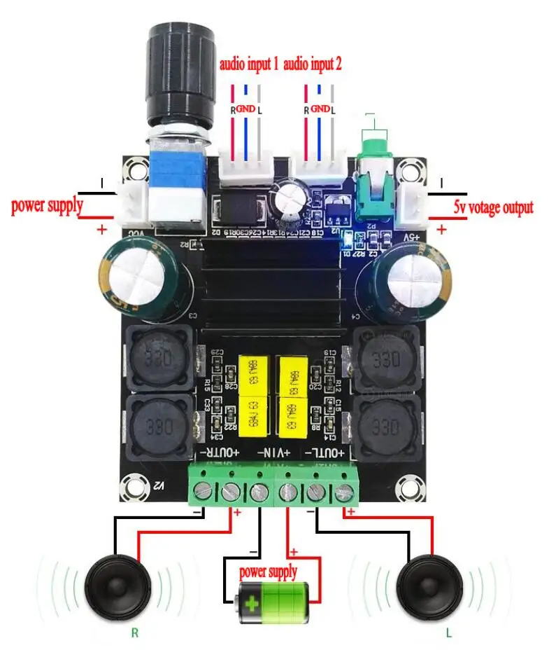 

TPA3116 D2 50W x 2 High Power Digital Audio Music Amplifier Board Stereo Amplifier Speaker Amplifiers Board