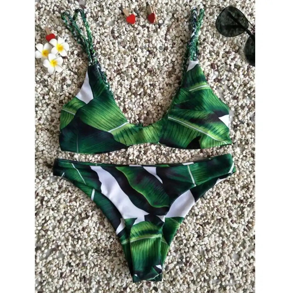 palm tree two piece swimsuit