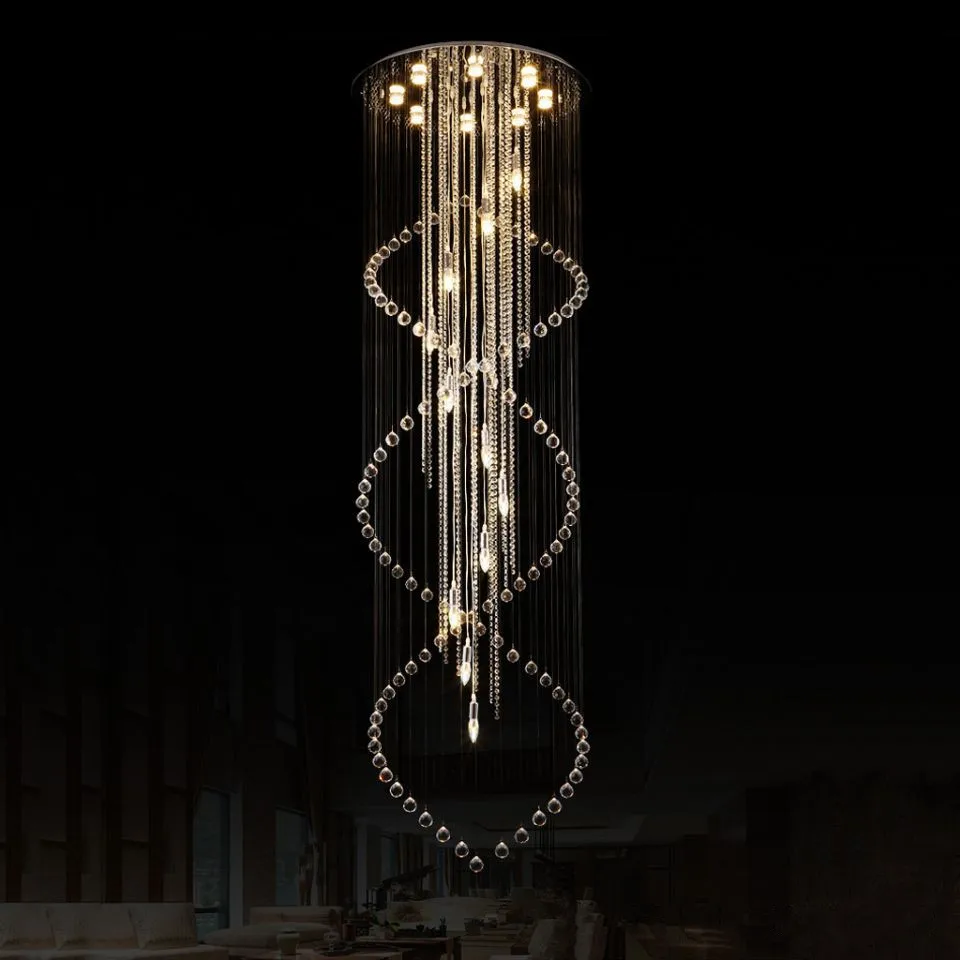 Modern Large Size Crystal Chandelier Spiral Long Stair Lighting Fixture for Foyer Hotel Villa Modern Large Size Crystal Chandelier Spiral Long Stair Lighting Fixture for Foyer Hotel Villa