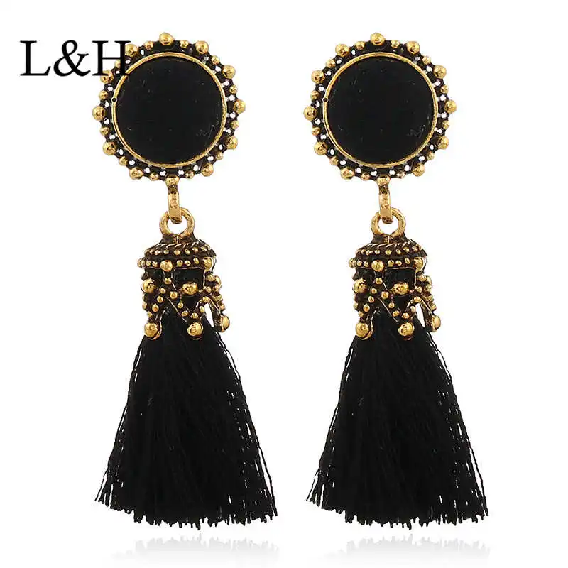 L & H новые женские очаровательные длинные серьги с бахромой Бохо винтажные
