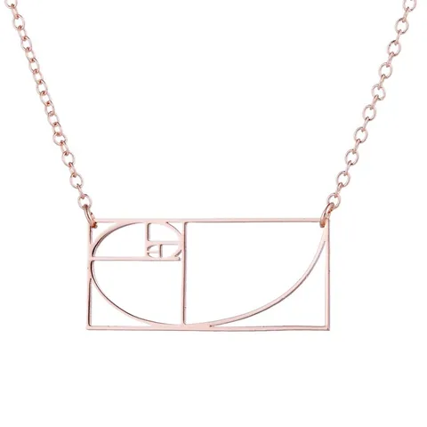 Fibonacci Golden Ratio Necklace Stainless Steel Architecture Jewelry Graduation Gift for Student Collier