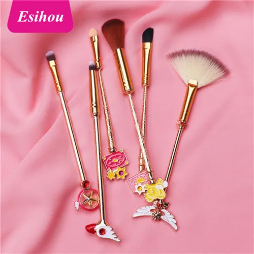 6 makeup pen Мультфильм Аниме Card Captor SAKURA Косплэй периферии Волшебная палочка реквизит фурнитура металлическая ручка Макияж Pen Set подарок на день рождения - Цвет: 6 makeup pen