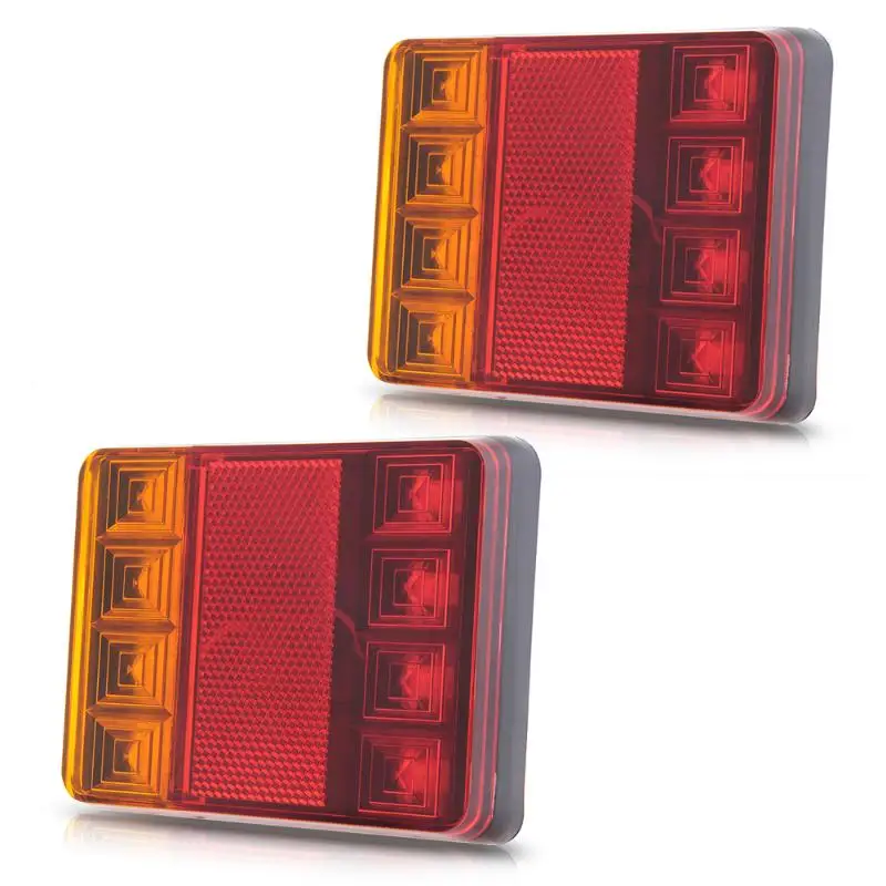 

2Pcs Waterproof 8 LED Taillights Red Yellow Rear Tail Light DC 12V for Trailer Truck Boat Car Styling Warning Light Good Quality