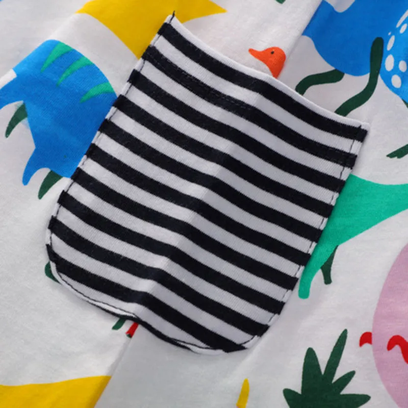 Moggi Cat 2019 Dresses for girls Kids cotton Baby Girls clothing Short sleeve Party Dress Children Summer Dinosaur Print Dresses (4)