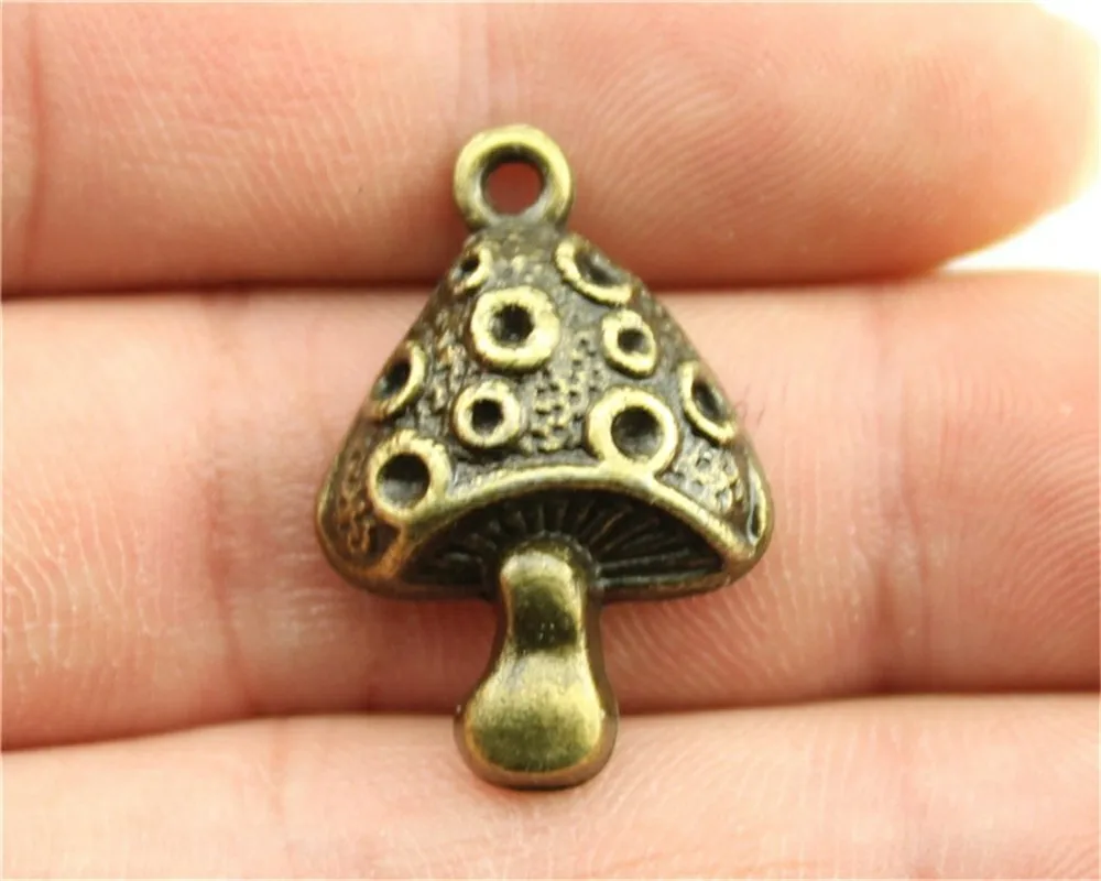 WYSIWYG 8pcs 28x18mm Vintage Mushroom Pendants Charm For Jewelry Making
