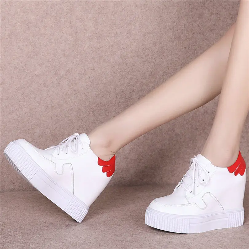 Lace white black Up white Femmes Casual Nayiduyun Slip Hauts Cuir On Chaussures Pour Plate Véritable Coins Oxford À Escarpins Sneakers Talons Blanc Up forme Black On Soirée De En Noir qxF1fgB