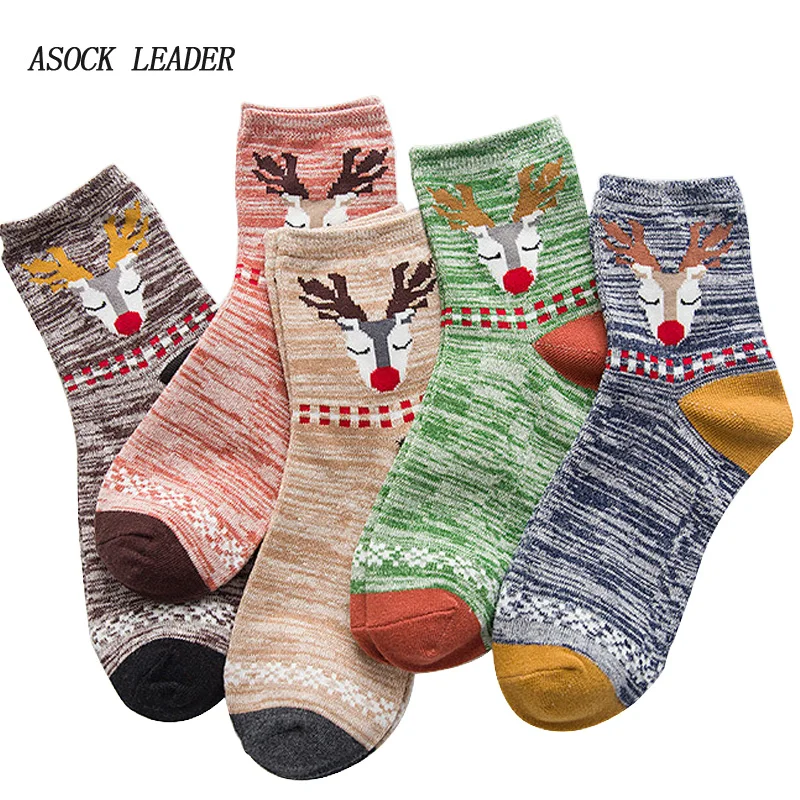 1 пара Весенние новые хлопковые женские Носки для девочек этническая тенденция в полоску с рисунком оленя личности Для женщин Носки для девочек