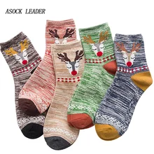 1 пара Весенние новые хлопковые женские Носки для девочек этническая тенденция в полоску с рисунком оленя личности Для женщин Носки для девочек