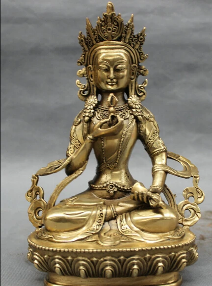 

JP S0606 8" Tibet Tibetan Brass Folk Buddhism Vajra Vajradhara Vajrayana Buddha Statue