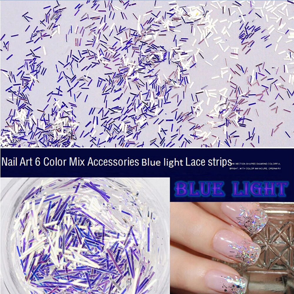 Misscheering Стразы для ногтей и украшения 6 цветов для ногтей Блеск для ногтей набор пайеток Blu-Ray кружева блестки симфония длина-синий 19L0507