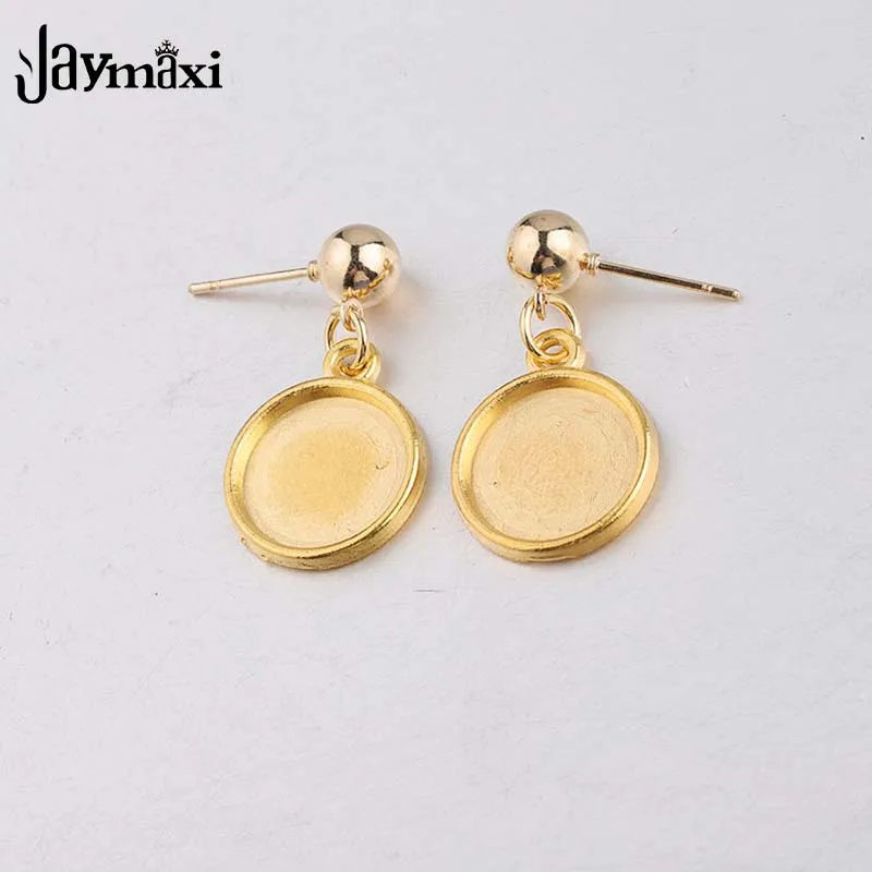 

Jaymaxi Alloy Cabochon Tray DIY Jewelry Findings Gold Color 12mm Earrings Base Setting Wholesales 10Pairs/lot