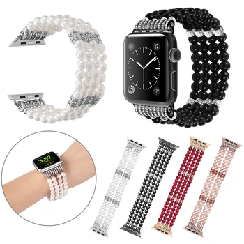 

Ladies Jewelry Strap for Apple Watch Band 38mm 40mm iwatch 4/3/2/1 band watch strap 42mm 44mm Imitation Pearl Bracelet Watchband