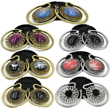 Showlove-2Pcs, Твердый латунный камень, Полоска, ушные грузики, серьги-кольца, ушной датчик, расширитель, пробки для пирсинга тела, ювелирные изделия в этническом стиле, стиль