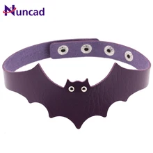 Чокер На Шею в форме летучей мыши из нержавеющей стали с пряжкой короткое ожерелье персональный подарок mujer Женский Цветной ремень кожаный женский воротник