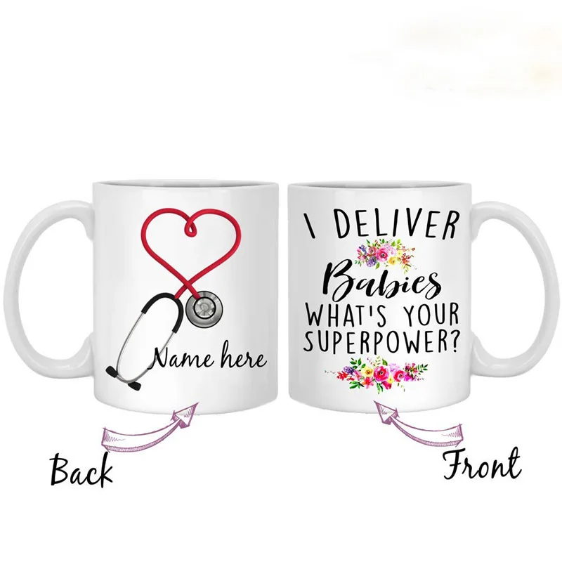 

Personalized Tea cup Deliver Babies Midwife Gift, Home Birth Coffee Mug, Tea Cup For Delivery Nurse, Doctor, Bone China 11 OZ W