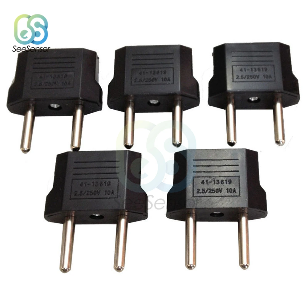 5Pcs Universal US To EU Plug USA To Euro Europe Travel Wall AC Power Charger Outlet Adapter Converter 2 Round Socket Input Pin power adapter