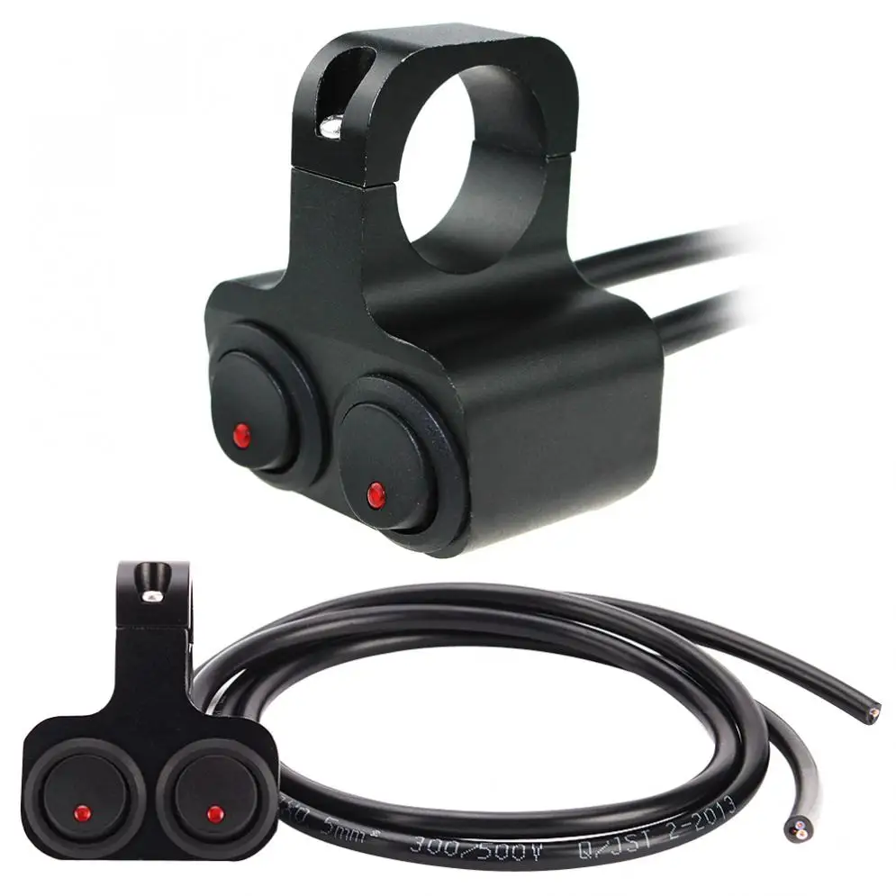 Black DC 12V Waterproof CNC Motorcycle Handlebar Double Switch