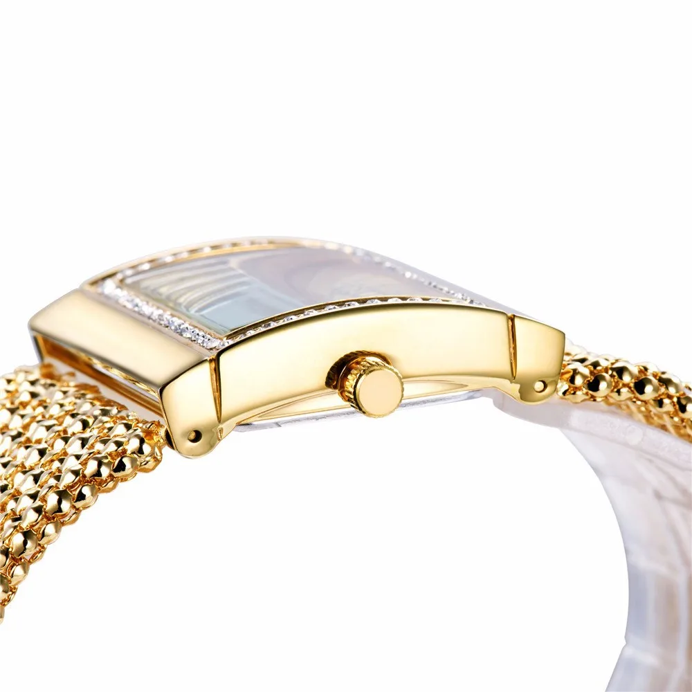 Горячая Новое поступление женские часы, серебряный золотой сплав цепочка Аналоговый кварцевые наручный браслет, ремешок