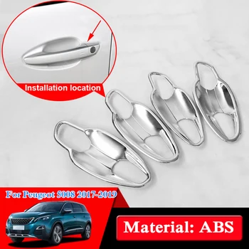 

QCBXYYXH Car Styling ABS Car Door Handle Cover Box Sequins Door Bowl Auto Accessories Sequins Fit For Peugeot 5008 2017-2019