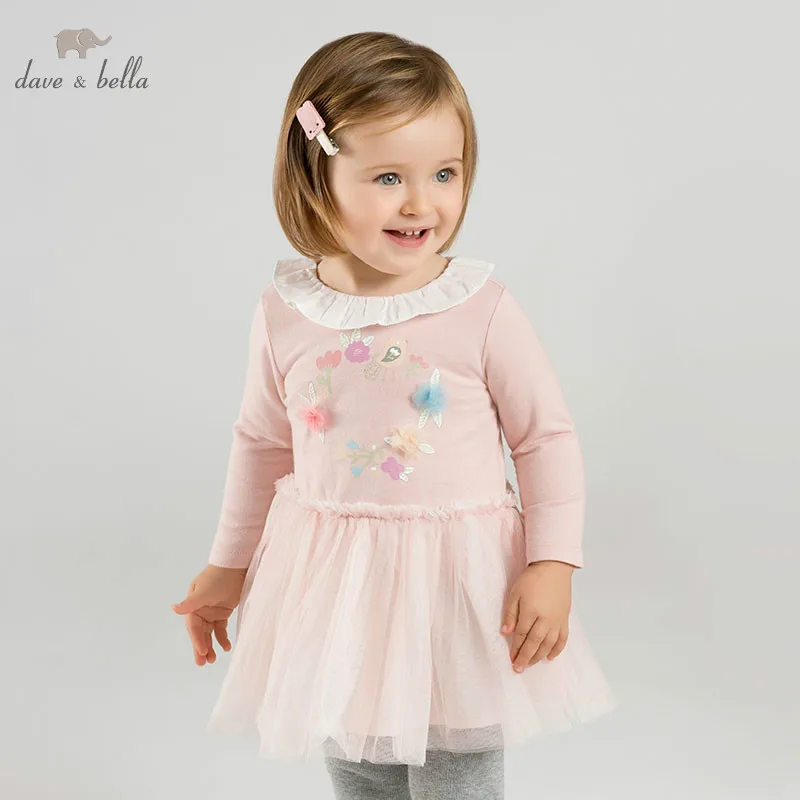 Dave bella/DBM9911; весенние платья принцессы для малышей; платье лолиты для девочек; детское высококачественное платье с длинными рукавами; платье с цветочным рисунком
