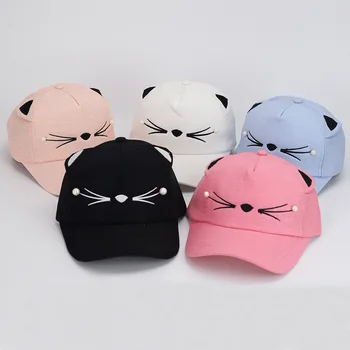 

Baby Cat Ears Pearl Beseball Cap Hip Hop Hat For Girls And Boys Summer Snapback Hat Cartoon Children Sun Cap