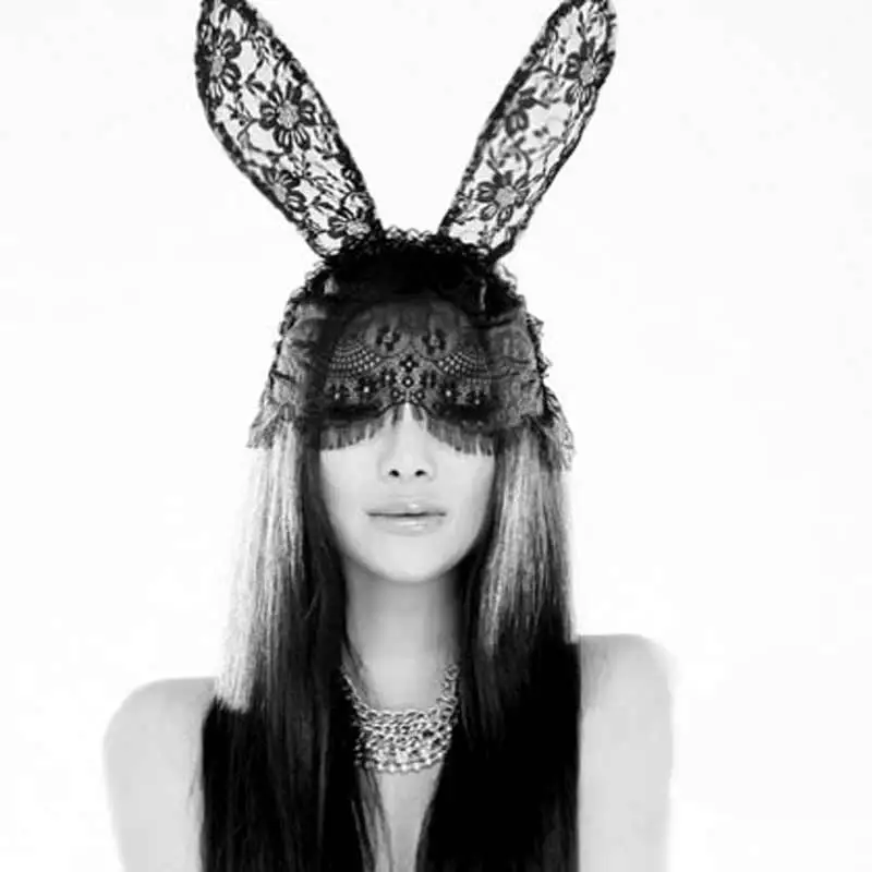 1pcs women girls anonymous mask with headwear rabbit ears sexy black veil lace mask masque masquerade masks halloween - Black Eye Mask Halloween 1pcs women girls anonymous mask with headwear rabbit ears sexy black veil lace mask masque masquerade masks halloween - Black Eye Mask Halloween