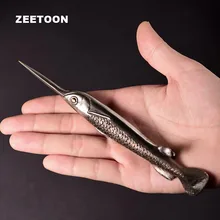 Художественный нож для чая пуэр в форме рыбы ручной работы из кованой стали, игольчатые инструменты для чая из кирпича, аксессуары для чайной посуды, специальный инструмент для резки