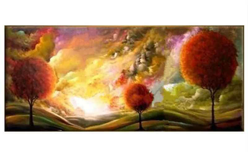 

Modern Home Decoration Wall Art Color Coluds Tree Pictures Handpainted Abstract Landscape Oil Paintings on Canvas Large Painting