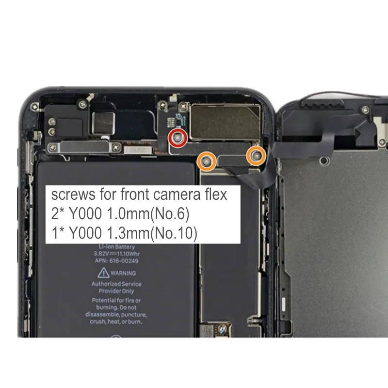 screws for front camera flex 