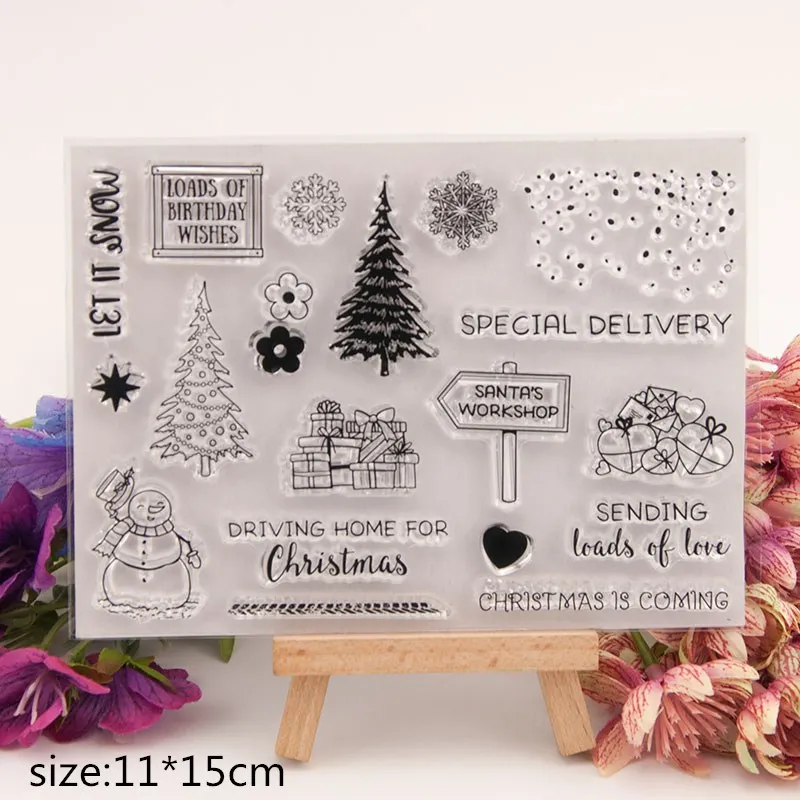 

Transparent Rubber Silicone Clear Stamps for Tampons Seal Background Collage Stamp Holiday card Card Making Diy
