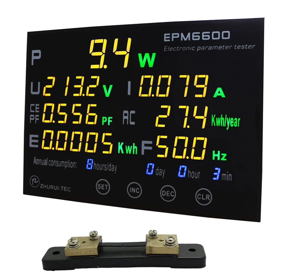 EPM6600 300 В/30A/9 кВт AC однофазный тестер электрических параметров/кВтч метр/счетчик энергии измерения