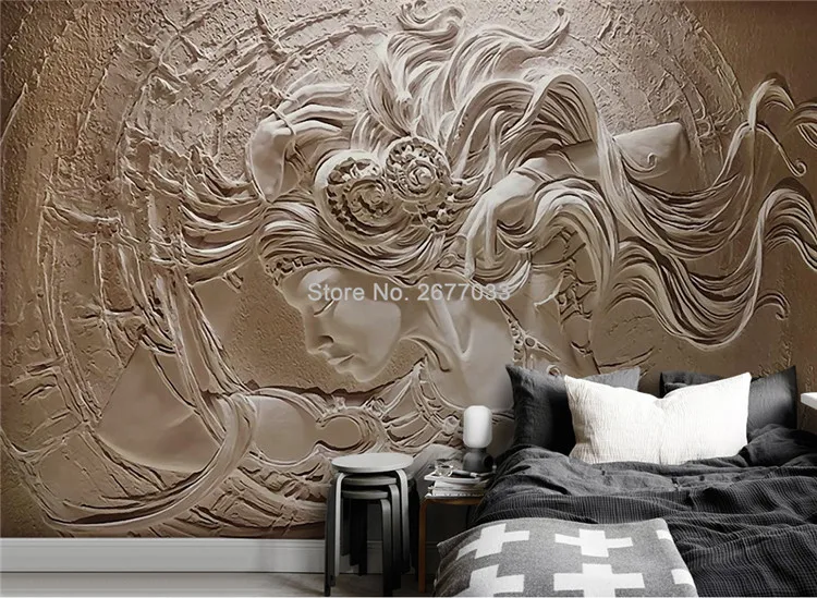 Custom Wall Cloth European Style 3D Relief Characters Sculpture Photo Wallpaper 3D Mural Living Room TV Backdrop Wall Covering