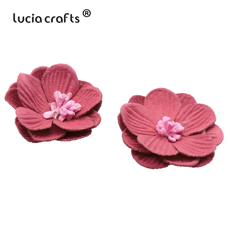 Lucia crafts 5 шт/6 шт 4 см искусственная кожа Цветок голова DIY свадебная обувь головной убор ручной работы аксессуары B0208 - Цвет: C2 Red 5pcs