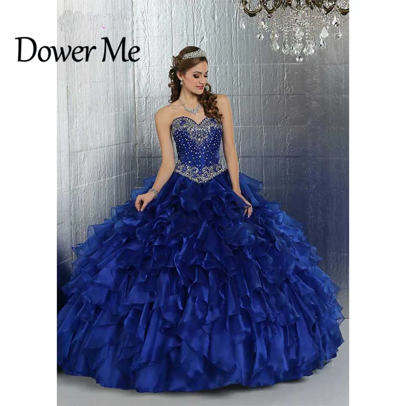 Puffy Royal Blue Quinceanera Dresses 2017 Sweetheart Diamond