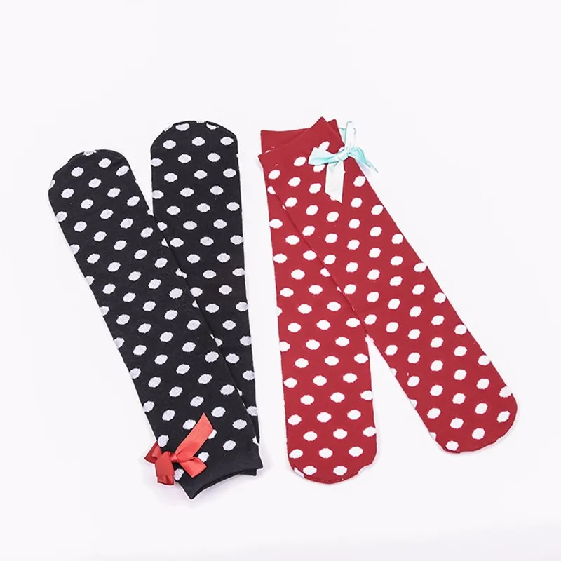 Dot Girls In Tube Socks Cotton Kids Long Sock Fashion Spring Autumn Infant Socks Princess Product With Bow New Children Clothing (4)