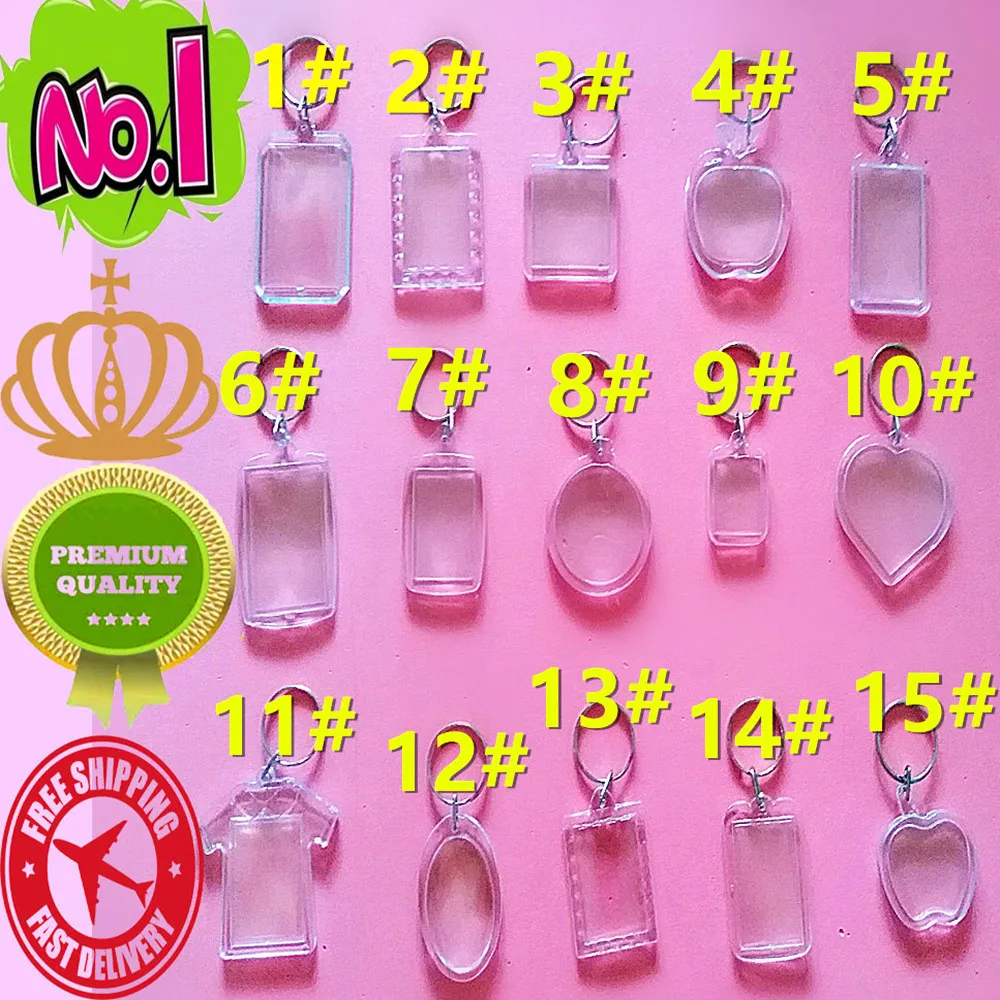 

70 Pcs Rectangle/Heart/Round Styles Transparent Blank Acrylic Insert Photo Picture Frame Keyring Keychain DIY Split Gift Keyring